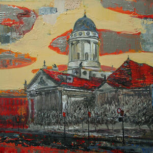 French Cathedral with gray clouds